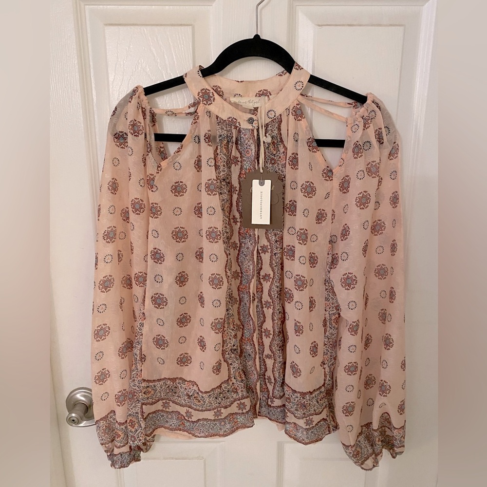 NWT Anthropologie Forever that Girl Cream Peasant Blouse